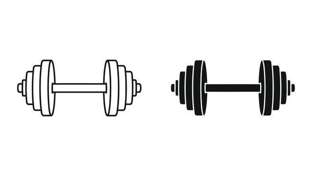 Heavy barbell icon set for fitness and strength training gym equipment vector graphics