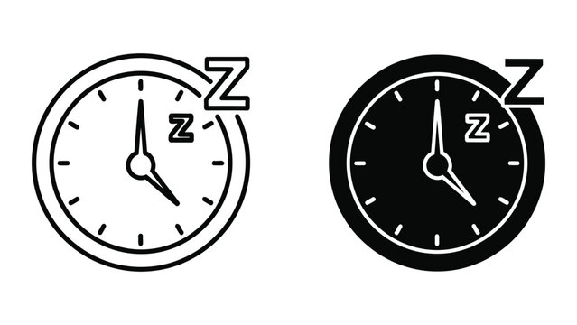 Sleeping clock face with Z symbols vector icon for time management and rest concepts
