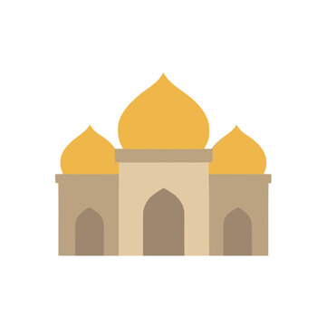Flat illustration of a mosque with golden domes