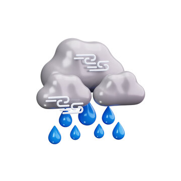 Rain 3d render icons