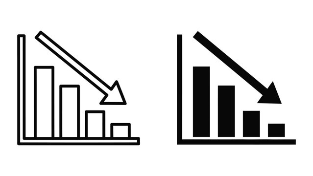 Declining graph arrow icon vector