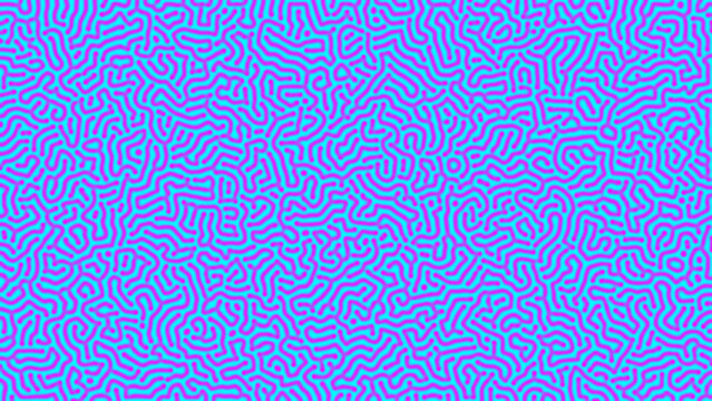 Seamless Turing pattern with neon purple maze lines on cyan background