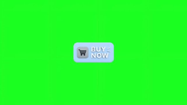 Buy now button with shopping cart icon on green screen a 3D style blue with a and text, isolated on background ecommerce online shopping web button call to action