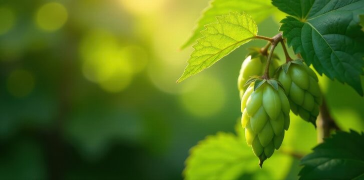 Single hop leaf backlit, wild grapes, botanical Saratov Engels brewing , vine, background