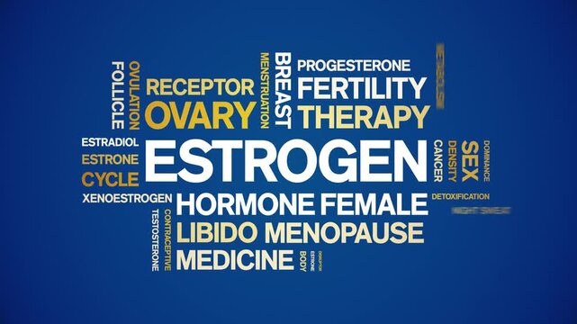Estrogen animated word cloud-animation tag kinetic typography seamless loop.