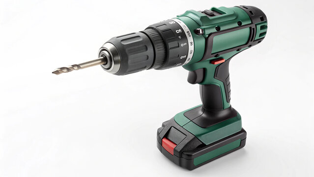 Cordless drill power tool isolated on clean white background