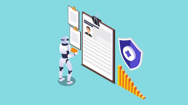 AI Human Resources Recruitment and Candidate Screening Concept 3d animation cartoon