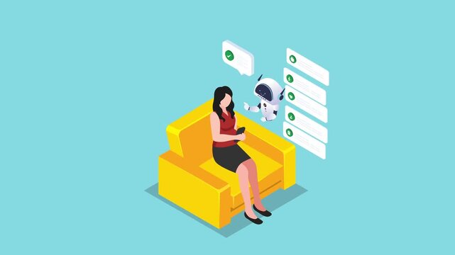 AI Personal Health Assistant and Mobile Wellness Coaching Concept 3d animation cartoon