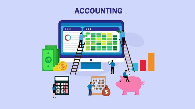 Business Accounting and Online Financial Data Audit cartoon animation