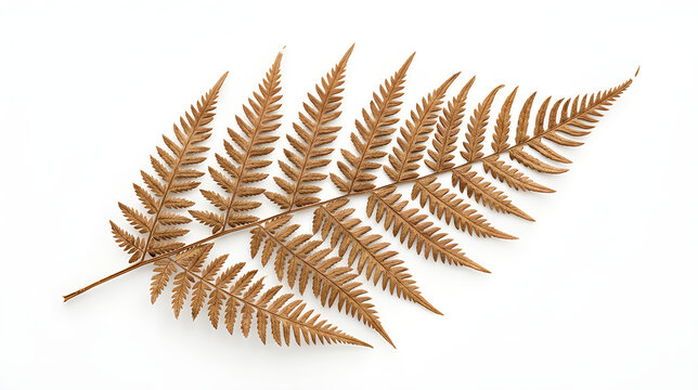 Dried brown fern leaf isolated on a white background