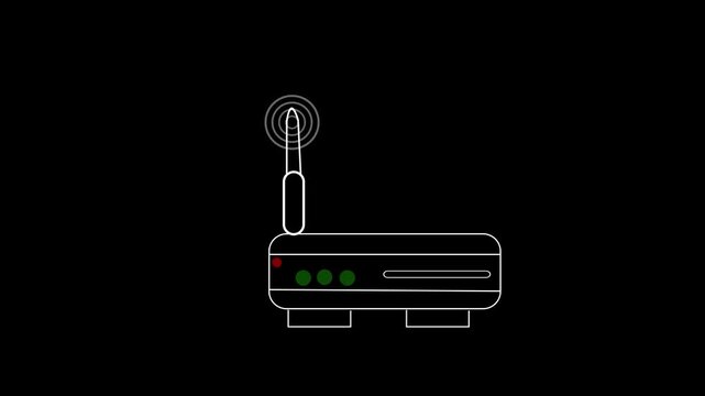 Network router line icon motion graphic animation .wifi router Icon of nice animated . white colur router