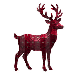 Red reindeer sculpture with star pattern isolated on white background, creative Christmas decoration and holiday symbol for seasonal design concepts © SonojART