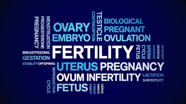 Fertility animated word cloud-animation tag kinetic typography seamless loop.