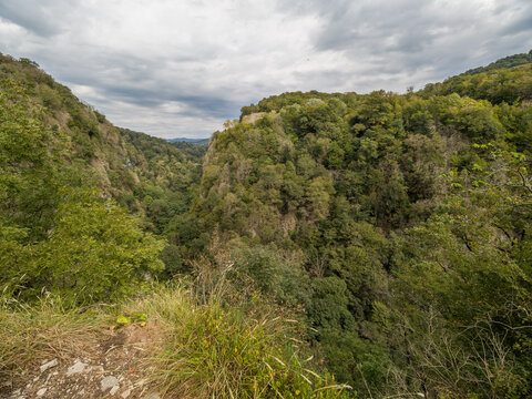 View of the canyon of Khosta river in Khosta Yew-Boxwood Grove. Sochi. Khosta District, Russia Autumn in the mountains