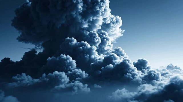 Massive Cumulonimbus Thunderstorm Cloud Rising through the Atmosphere Aerial Wide View High Altitude Blue Sky