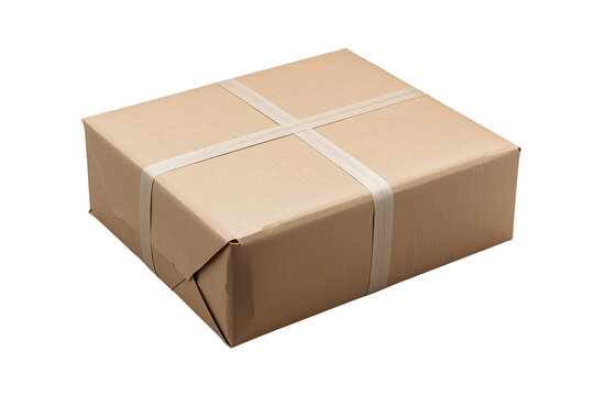 Kraft paper parcel tied with white string cutout with transparent background