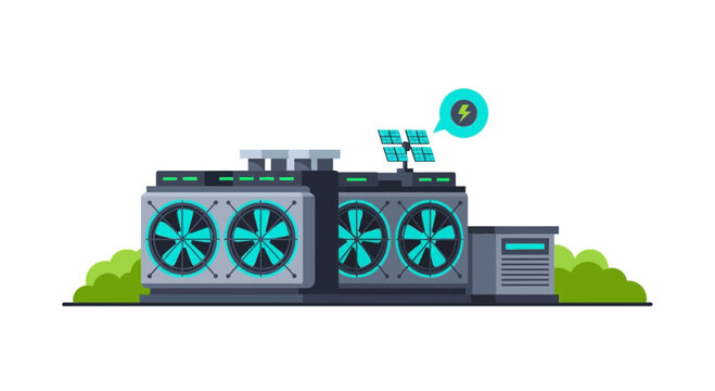 Eco-friendly industrial solar cooling unit vector illustration