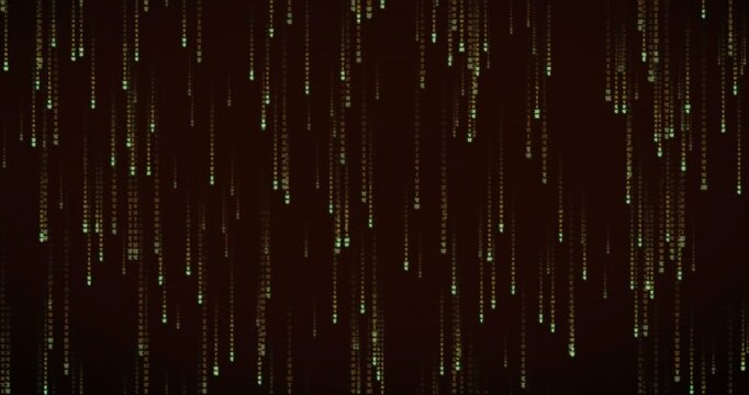 Devanagari characters cascade down in a 4K video animation with an amber terminal aesthetic.