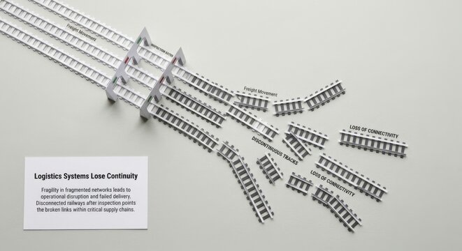 Disrupted Railway Tracks Symbolizing Supply Chain Issues and Loss of Connectivity