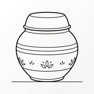 Decorative Striped Ceramic Vase with Floral Motifs