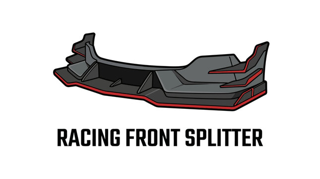 Racing front bumper lip spoiler car tuning part vector illustration