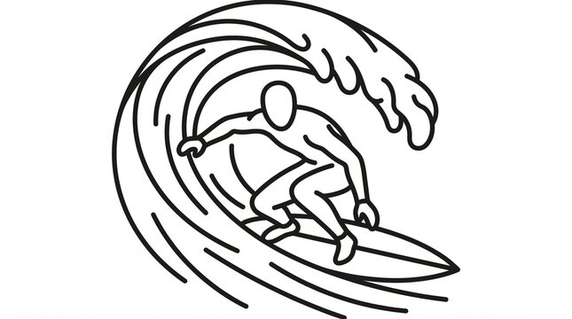 Sport vektor surfing athlete on a surfboard inside a tube wave icon