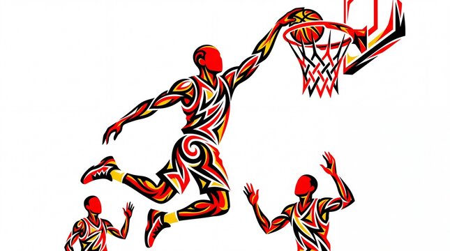 Basketball sport vektor of player dunking into the hoop