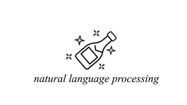 Natural language processing concept animation with champagne bottle and sparkling stars artificial intelligence