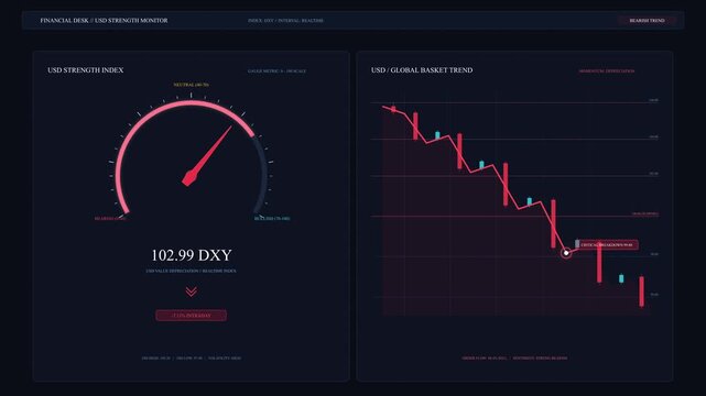 dashboard loop motion graphic with speed gauge and financial chart