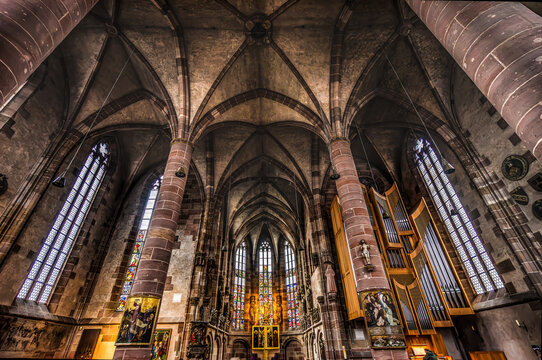 Basilica Ceiling Organ Altar Stained Glass Nuremberg Germany