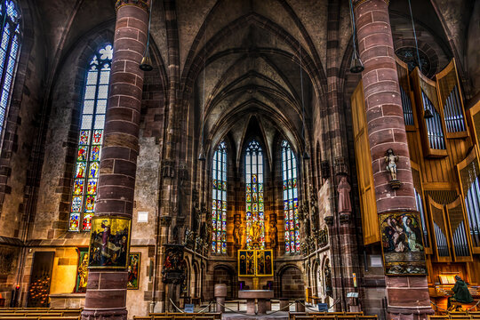 Basilica Ceiling Altar Stained Glass Organ Nuremberg Germany