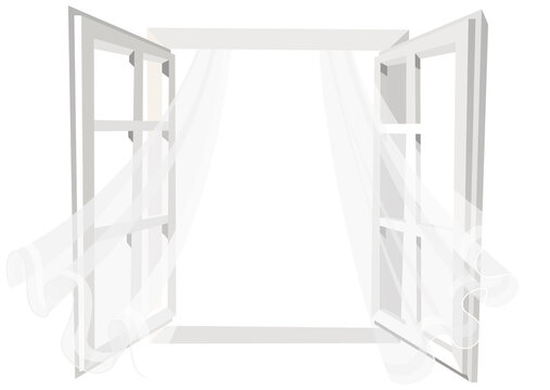 white window with curtains
