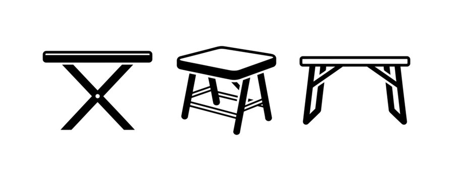 Different types of tables and folding furniture with folding table icon picnic table portable table silhouette home furniture design interior