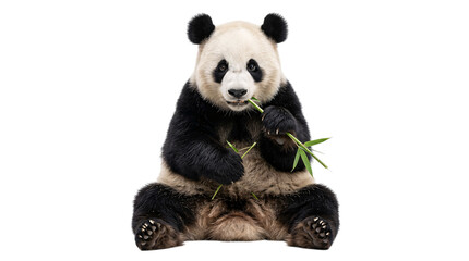 Giant panda eating bamboo shoots, isolated on transparent background © Sumon