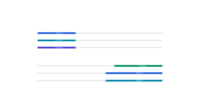 Progress bars indicating loading status and completion on white background