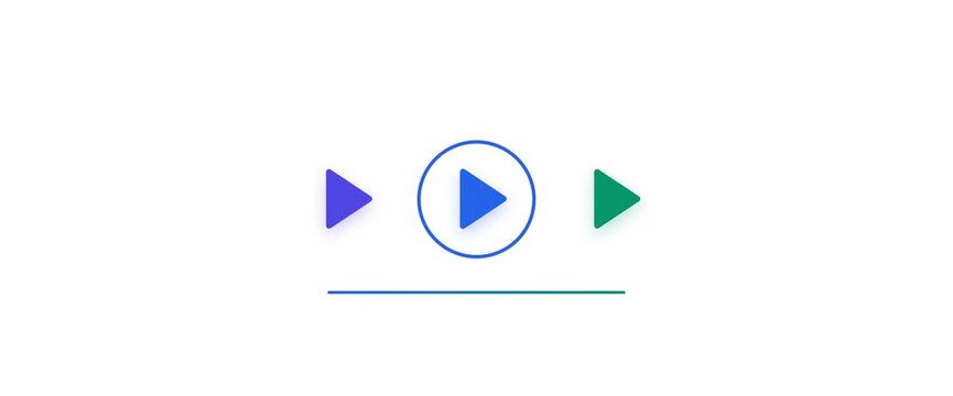 Play button icons and timeline element on a clean white background