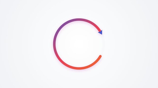 Abstract circular loading progress bar with gradient and arrow