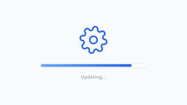 Progress bar and gear icon indicating software update loading process