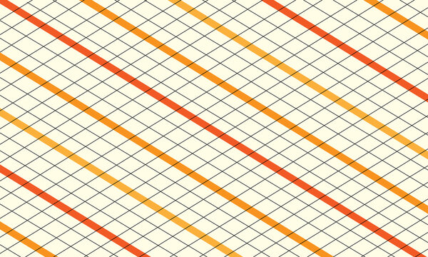Retro diagonal plaid pattern background, vintage orange and yellow striped geometric grid texture, seamless graphic wallpaper