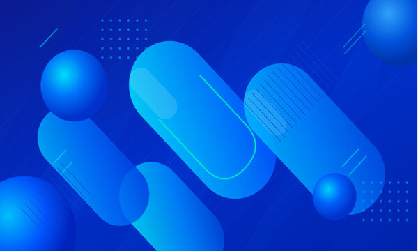 Abstract blue tech background with 3D spheres, futuristic dynamic geometry wallpaper, modern digital technology banner