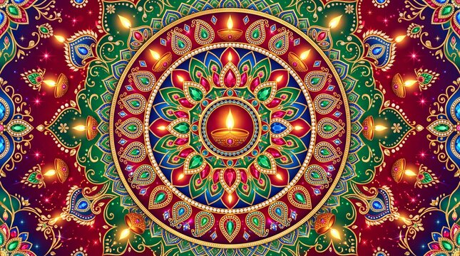 Diwali- festival of lights vektor with ornate mandala pattern