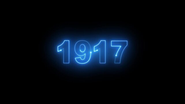 Neon light year 1917 number animation visual effect video asset
