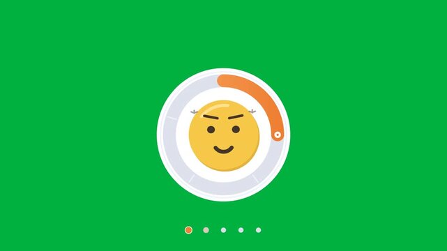 Mood meter animation with emotion scale gauge and cartoon face changing from angry to happy on green screen, seamless loop customer satisfaction feedback rating element