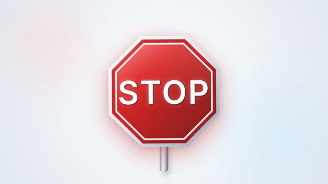 Red stop sign with white border and text on a white background