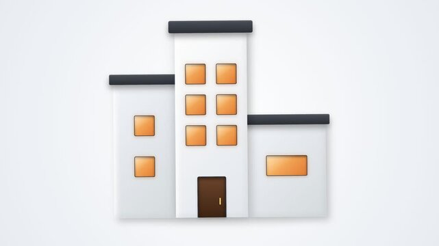 Modern building with windows and door on a light background