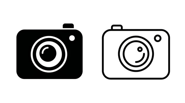 Minimalist cameras icon with happy face