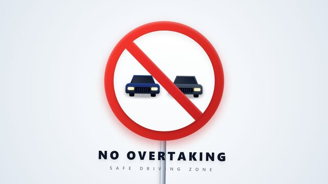 No overtaking traffic sign with cars, safe driving zone