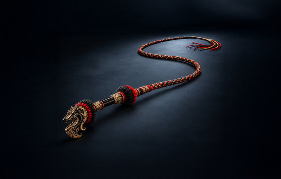Elegant traditional Javanese kuda lumping ceremonial whip