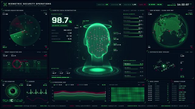 Biometric security operations user interface with facial recognition