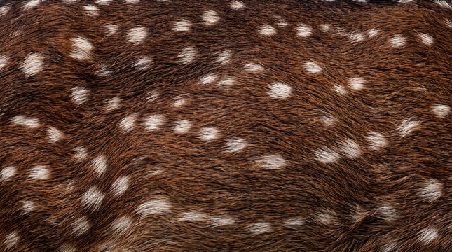 Dark Chestnut Spotted Deer Fur Texture with Ivory Markings and Rich Natural Wildlife Hair Detail